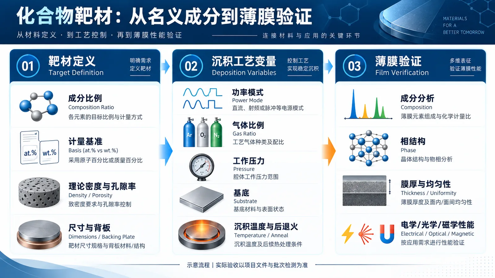 AlTi靶材配比反应溅射变量与AlTiN涂层验证流程图